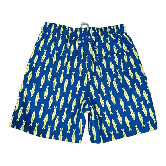 Tom & Teddy Boys Classic Swim Shorts Trunks 9-10 Sardines Print Navy Yellow Fish - Picture 3 of 5